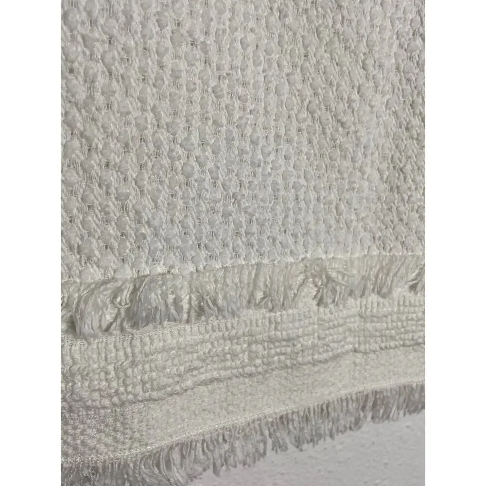 PortsPure Top Crew Neck Fringe Trim Knit Textured Cotton Coquette Grannycore M - Picture 7 of 7